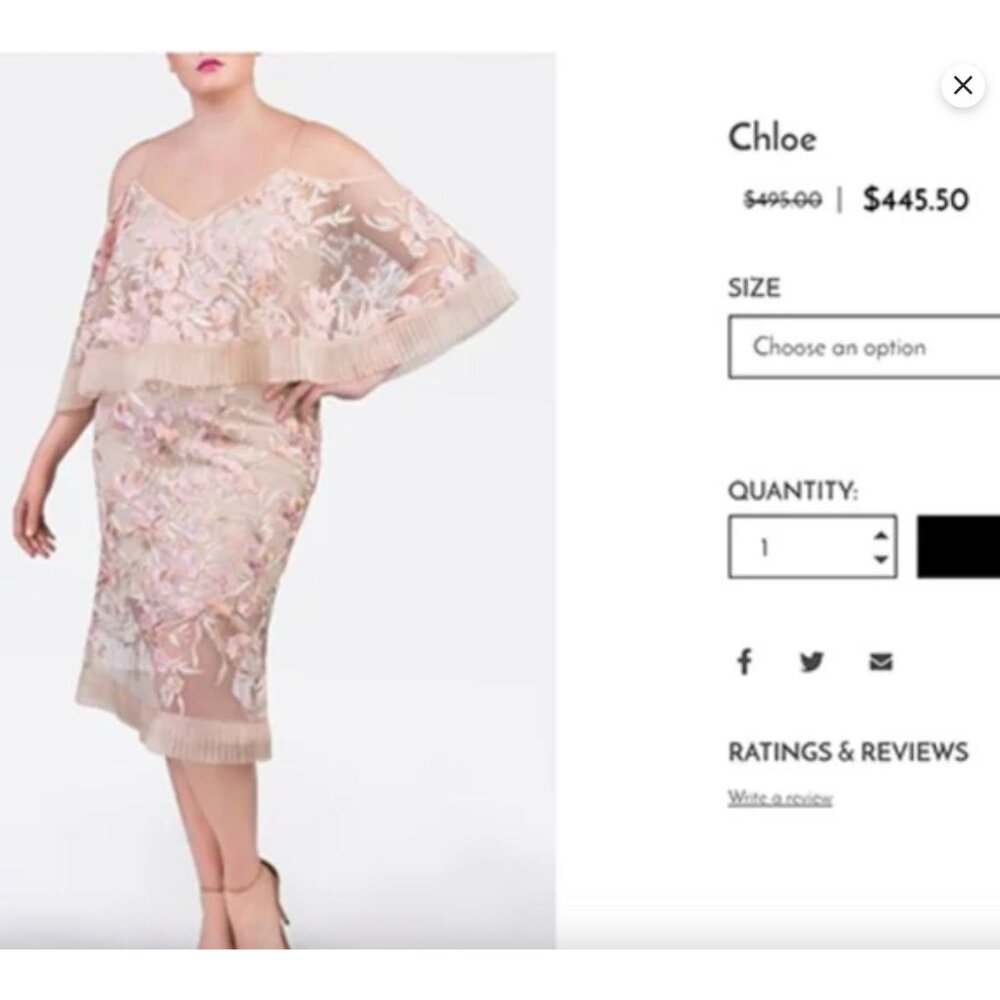 Sika Collection  Chloe  Embroidered Floral Mermaid Dress Size 14 NWT